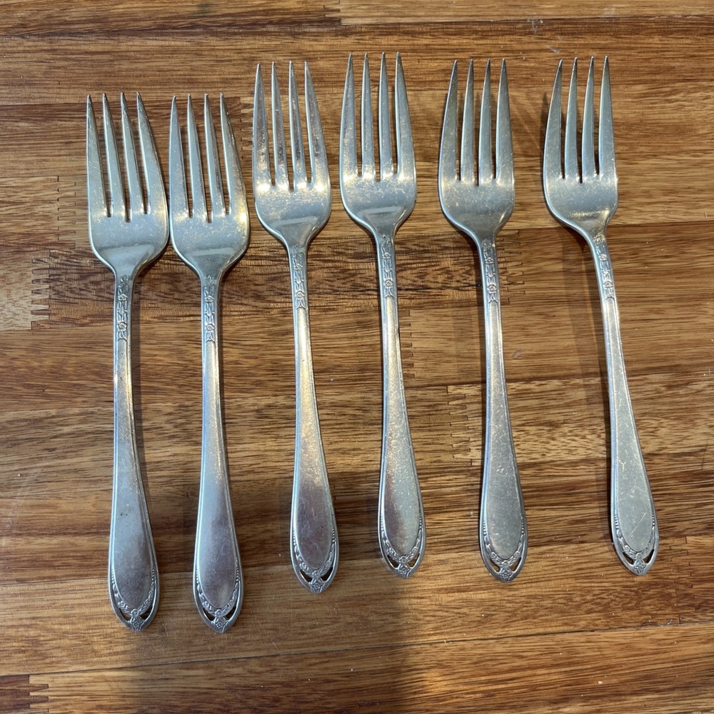 1847 Rogers Bros AMBASSADOR 6-Dinner Forks 7" International Silver Plate